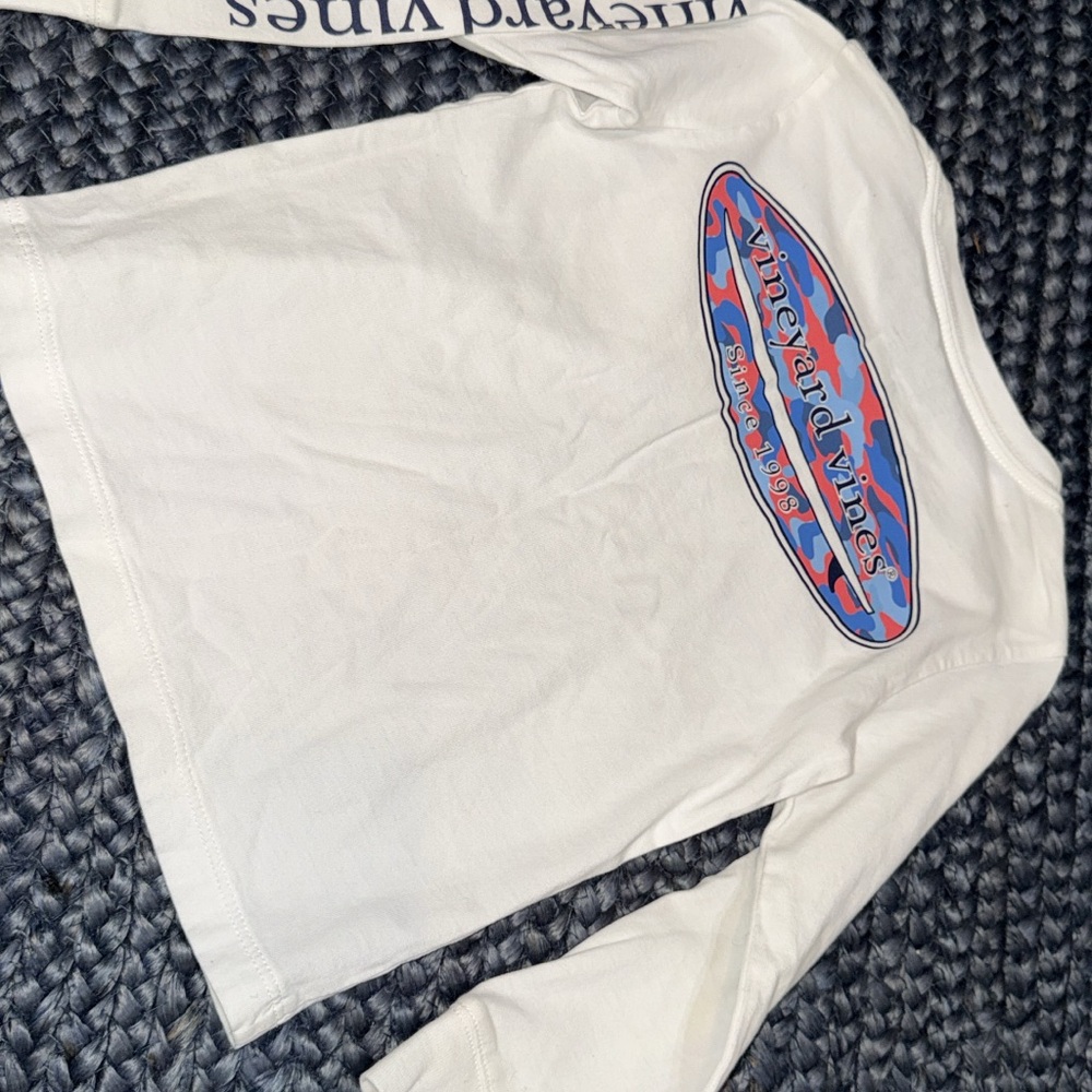 Vineyard Vines White and Blue Long Sleeve Tee